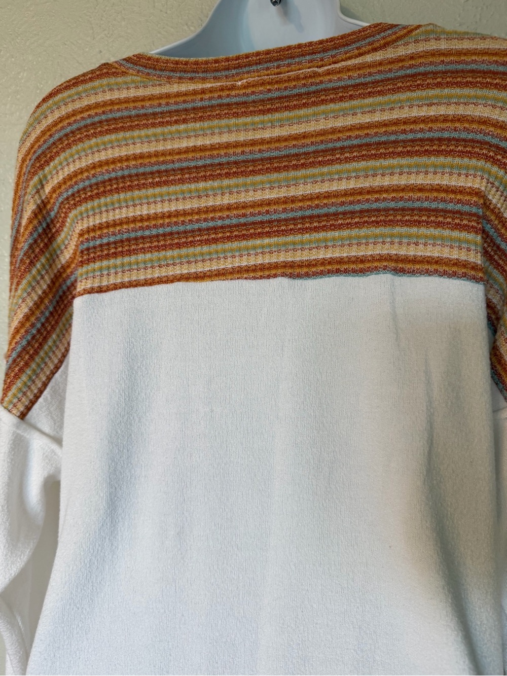 Lulus Ivory Pullover Knit Top w/ Contrast‎ Grunge Vintage Striped Trim Sz S - Picture 13 of 17